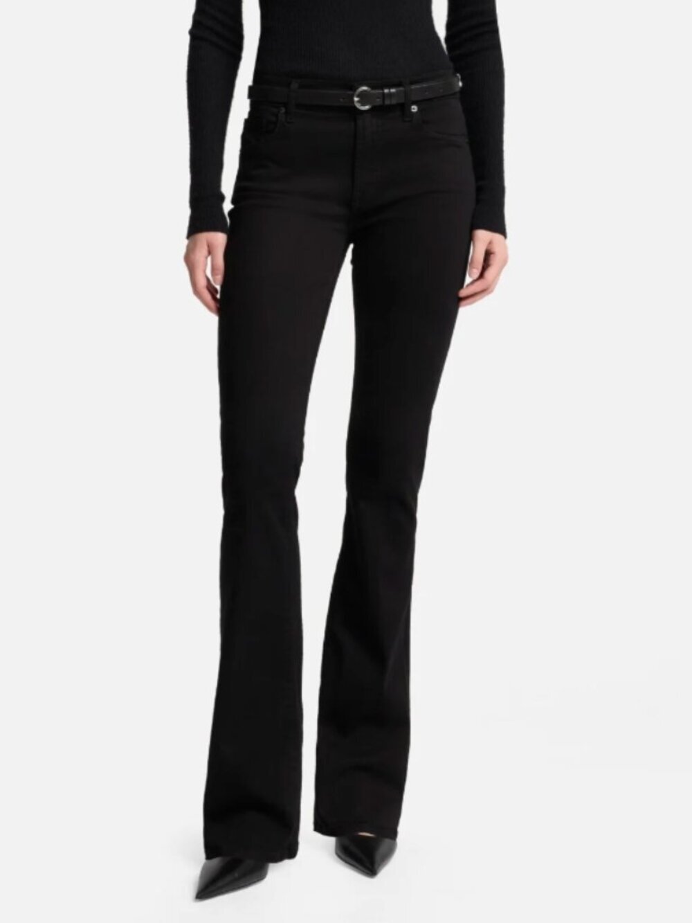 7 for All Mankind High Waist Bootcut Black Wash Jeans, size 28